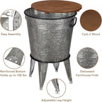 Rustee Rustic Storage Farmhouse Accent Side Table, Antique Galvanized Metal End - Image 5
