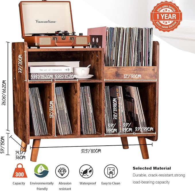Record Player Stand, Large Record Player Table Cabinet - Image 3
