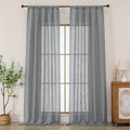 Chyhomenyc Extra Long Charcoal Grey Semi Sheer Curtains 120 Inches Long 2 Panels by Chyhomenyc
