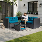 VINGLI 4 Pieces Outdoor Sectional Wicker Patio Furniture - Image 2