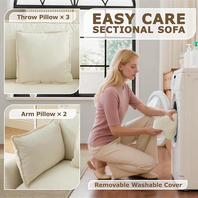 113” Modular Sectional Sofa, L Shaped Cloud Couch - Image 7