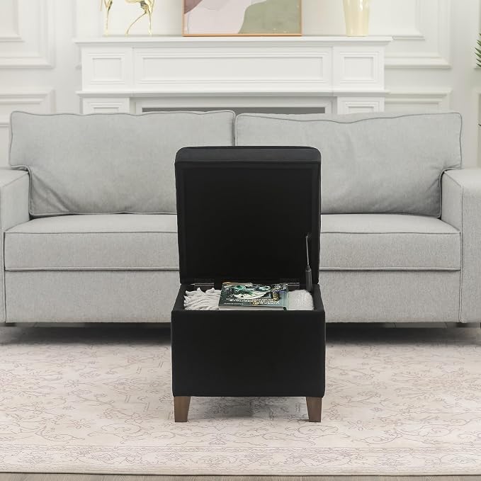 Adeco 17.5" Square Fabric Ottoman - Image 8