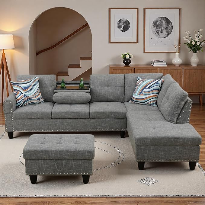 97.5" L Shaped Couch Set, Modular Sectional Couches - Image 6