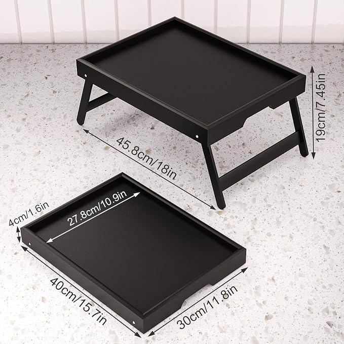 Fibogollo 2 Pack Bamboo Bed Tray Table - Image 2