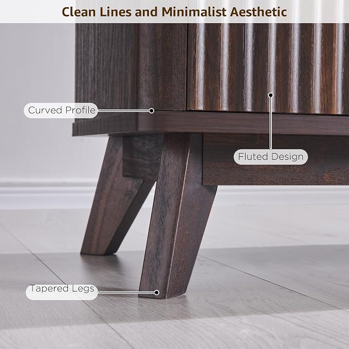 OKD 70" Mid Century Modern Fluted TV Stand, Entertainment Center, Media Console - Image 5