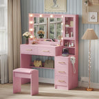 Makeup Vanity with Lights & Charging Station, Vanity Desk with Mirror & Lights - Image 2