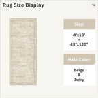 Soalmost Washable 4x10 Hallway Runner Rug Non-Slip Kitchen Entry Rugs Beige | - Image 5