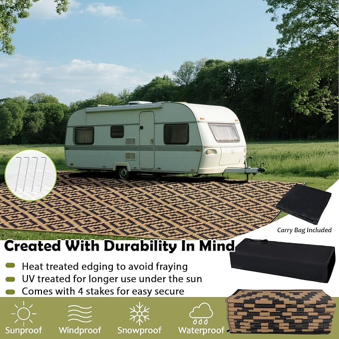SAND MINE Reversible Mats, Plastic Straw Rug, Modern Area Rug, Large Floor Mat - Image 4