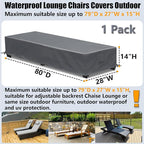 Waterproof Patio Lounge Chair Cover 1 Pack Outdoor Chaise Lounge Covers 600D - Image 5