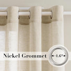 H.VERSAILTEX Linen Curtains Nickel Grommet Natural Linen Semi-Sheer Curtains 2 - Image 2