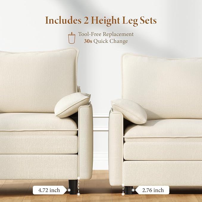 Vesgantti 40" Single Seat Sofa, Comfy Cloud Couch Deep Seat Upholstered Couch - Image 3
