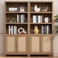 SICOTAS Bookcase 71" Tall Bookshelf 5 Tier Rattan Boho Bookcase by SICOTAS