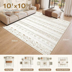 cotiled 10x10 Area Rugs Washable Boho Living Room Rug Brown/Cream | Solve - Image 7