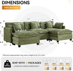 111'' Sectional Cloud Deep Seat Couch, Oversized Chenille U Shaped Sectional - Image 2