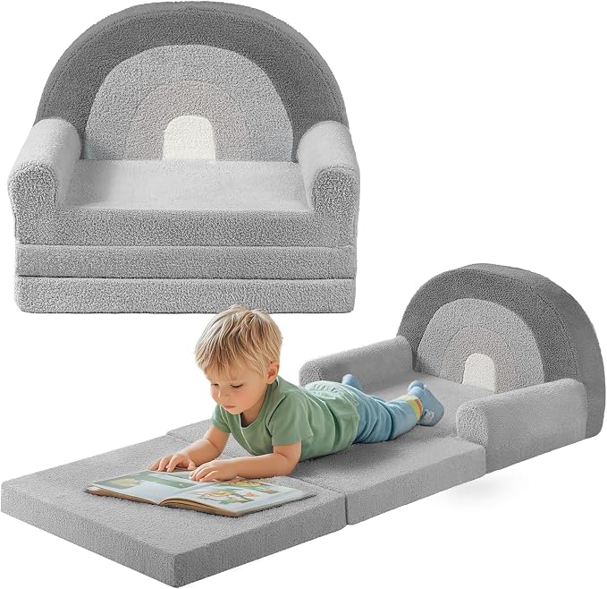 little dove Extra Wide Soft Toddler Couch Fold Out, Comfy Toddler Chair by LittleDove