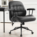 IWMH Leather Office Chair with Removable Armrests，Mid-Back Ergonomic Desk Chair - Image 2