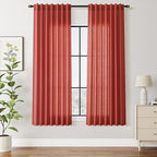 Christmas Red Linen Curtains 63 Inch Length by Nanspring