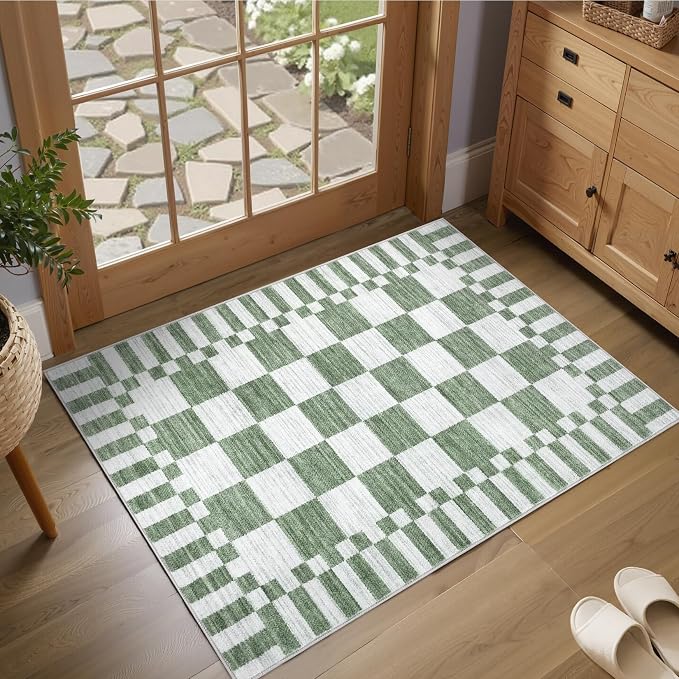 GarveeHome Checkered Washable 2x3 Rug Small Area Rugs Non-Slip by GarveeHome