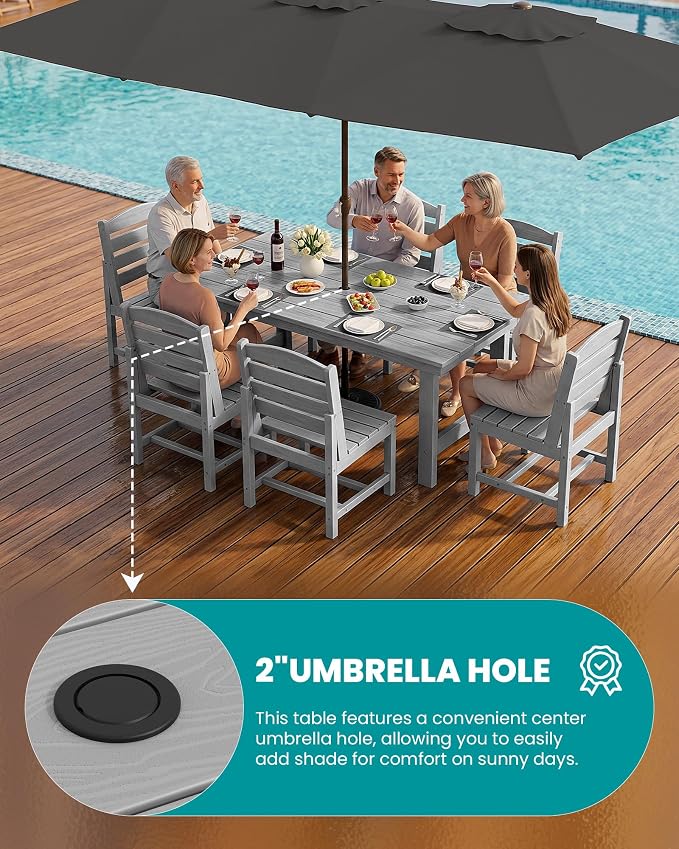 SERWALL Patio Dining Sets for 6 Person, HDPE Dining Set - Image 2