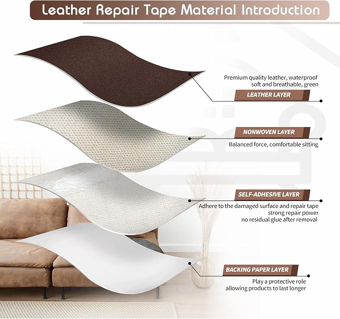 KING MOUNTAIN Leather Repair Patch, 2 Packs 9 x 11 Inches self Adhesive Leather - Image 3