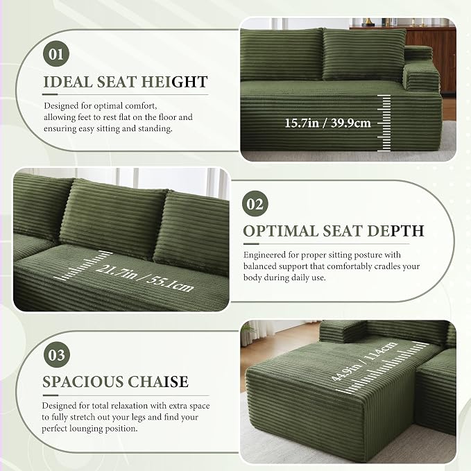 96" Sectional Couches for Living Room Cloud Couch Sofa - Image 6