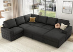 HONBAY Sectional Couch with Pull Out Bed, Sectional Sleeper Sofa with Storage - Image 5
