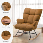 SAETSFEG Rocking Chair Nursery Teddy Upholstered Glider Rocker Rocking Accent - Image 5