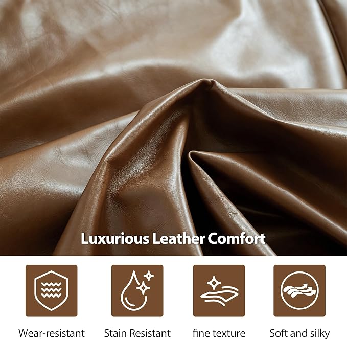 Mid-Century Modern Leather Sofa 111.81" - Image 6