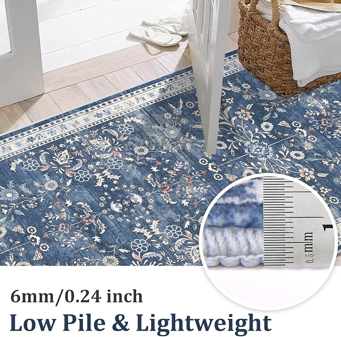 Yamaziot 2x6 Washable Hallway Runner Rug Non Slip Floral Carpet, Stain Resistant - Image 3