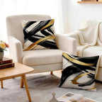 OBSEDE Abstract Black Gold Ink Brush Strokes Throw Pillow Covers 18 × 18 in - Image 7