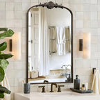 Besdomus Vintage Black Arched Mirror: 24"x42" French Large Arch Black Antique - Image 3