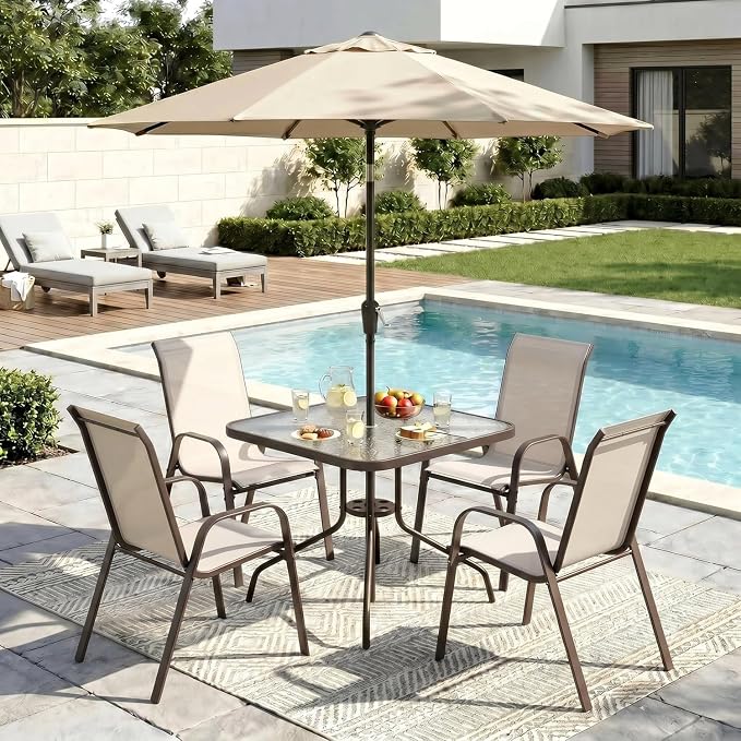 Arlopu 5 Piece Outdoor Patio Dining Set, Porch Furniture - Image 9