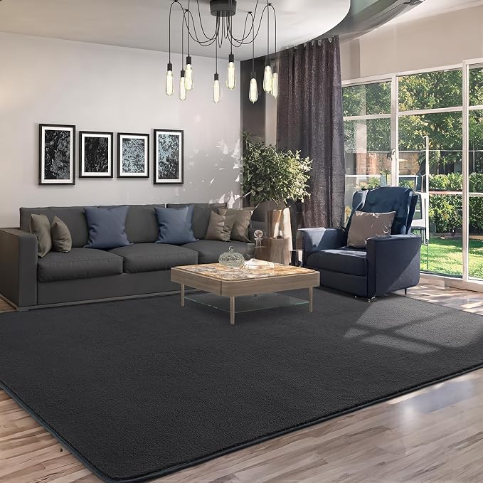 5x7 Area Rugs for Living Room Non Slip Dorm Bedroom Rug, Dark Grey | Modern - Image 8