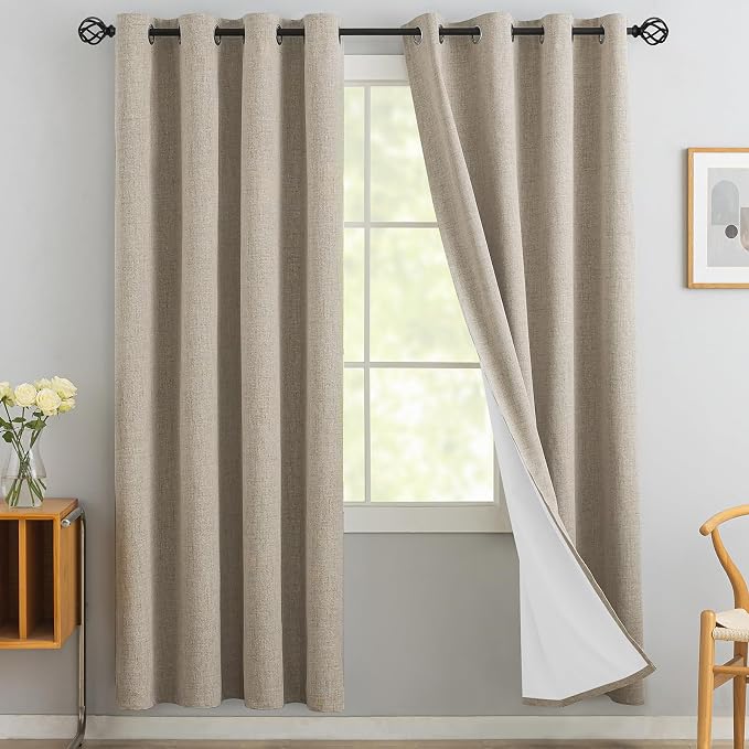Yakamok Natural Linen Textured Curtains 72 Inches Long by Yakamok