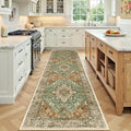 RELEANY Washable Area Rug, Runner 3'x9', Brick/Brown/Green | Non-Slip, Water by RELEANY