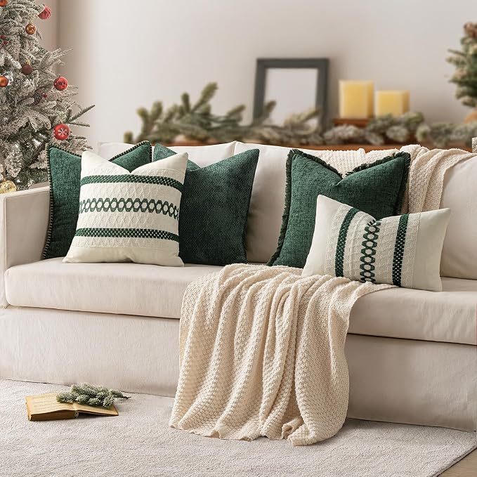 MIULEE Decorative Couch Throw Pillow Covers 20x20 in Christmas Green 2 Pack | - Image 8