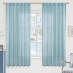 Semi Sheer Linen Curtains 63 Inch by LAMIT