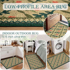 Front Door Mat Outside Entrance, 2x3 Green Brown Floral Trellis Rug | Non-Slip - Image 6