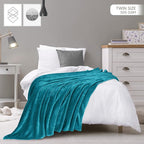 Utopia Bedding Soft Fleece Bed Blanket Twin Size Turquoise | Microfiber Plush - Image 2