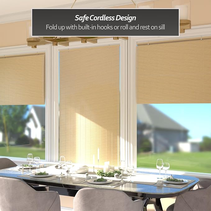 Red Lantern Bamboo Cordless Window Shade - Image 3