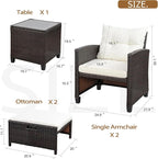 Vongrasig Patio Chair with Ottoman, 5 Pieces Patio Furniture Set Small Balcony - Image 3