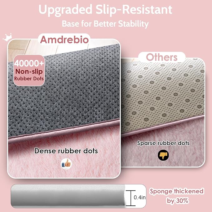 Amdrebio Pink Large Fluffy Plush Big Rug 9x12 - Image 7