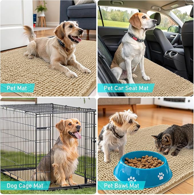 OLANLY Dog Door Mat for Muddy Paws 34x21, Super Absorbent Chenille Mud Mat | - Image 7
