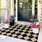 Black Tan Checkered Entry Rug - Image 4