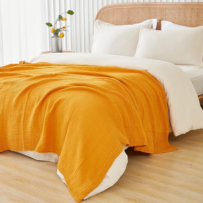 EMME Muslin Blankets for Adults Throw Blanket for Couch Breathable Gauze Soft - Image 3