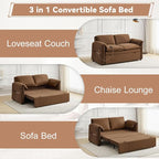 63" Velvet 3 in 1 Convertible Sleeper Sofa Bed, Pull Out Couch Bed Loveseat - Image 7