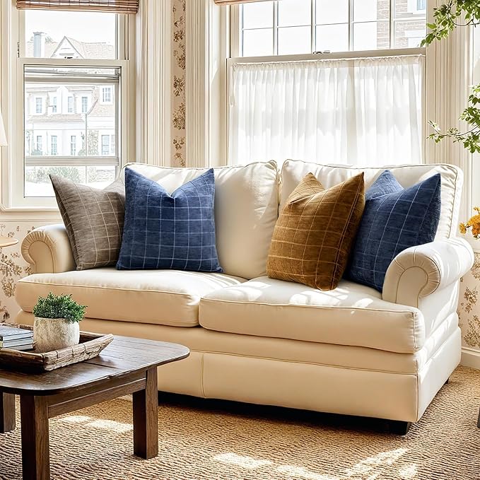 MIULEE Decorative Chenille Check Throw Pillow Covers Vintage Plaid Couch - Image 5