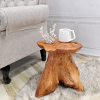 Cedar Wood Tree Stump Stool 13.5"x12"x14"H Live Edge Natural Coffee Side Table - Image 6