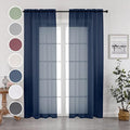 Navy Blue Sheer Curtains 96 Inches Long 2 Panels Set, Elegant Sheer Curtains by OWENIE
