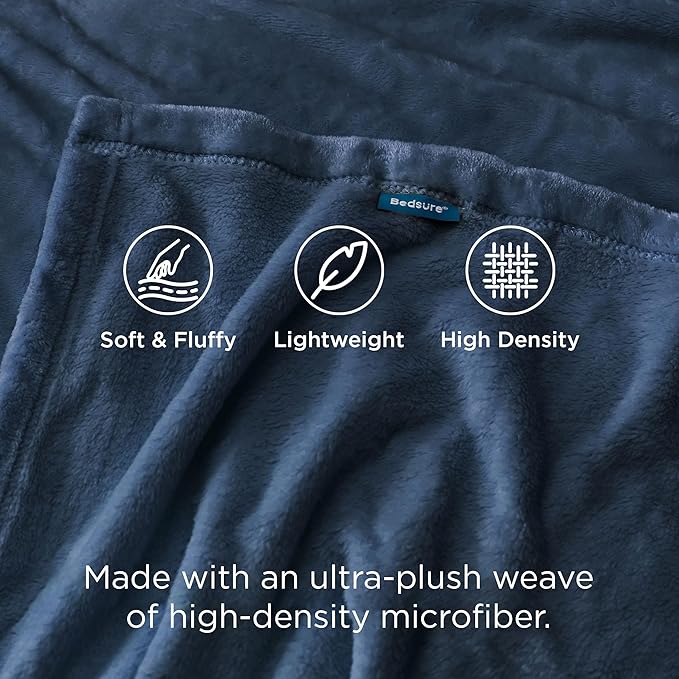 Bedsure GentleSoft Fleece Throw XL Blanket Blue - Image 3